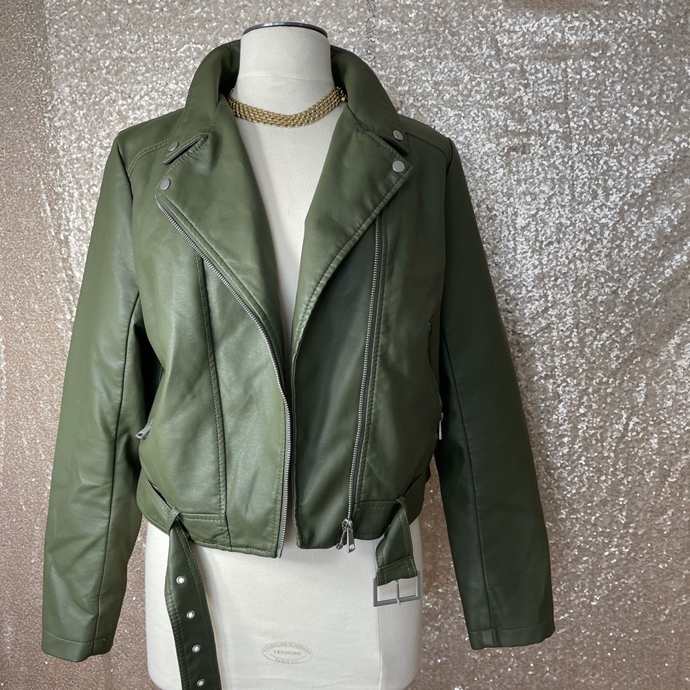 New Fall Olive Biker Jacket